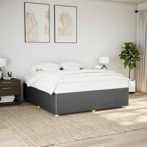 ZNTS Bed Frame without Mattress Dark Grey Super King Fabric 3285040