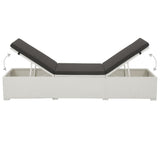 Sun Lounger with Black Cushion Poly Rattan White 317107