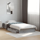 Bed Frame with Drawers without Mattress Grey Sonoma 90x190 cm Single 3280711