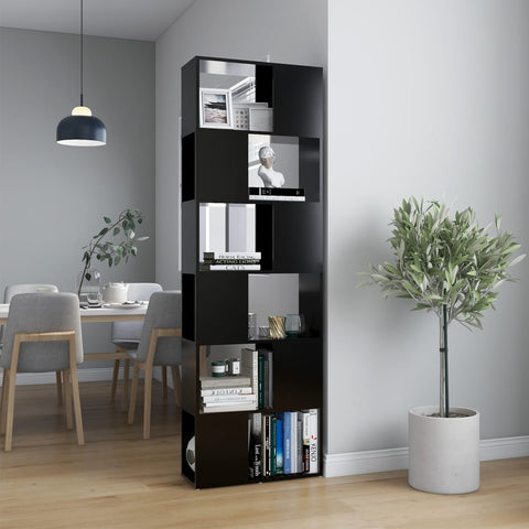 Book Cabinet Room Divider Black 60x24x186 cm Engineered Wood 809099