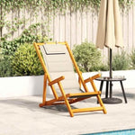 ZNTS Folding Beach Chair with Armrests Cream Acacia Wood & Textilene 4108067