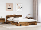 Bed Frame with Headboard Old Wood 140 x 190 cm Engineered Wood 3413200