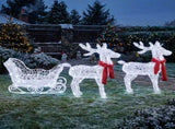 Two Reindeer Pulling Sleigh Lighted Christmas Decor 2.4ft, 240 White LED PVC Dcor, UK Plug 31V 3.6W 51476174