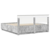 Bed Frame Concrete Grey 200 x 200 cm Engineered Wood 3408134