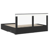 Bed Frame Black and Silver 200 x 200 cm Engineered Wood 3411265