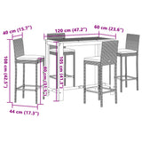 5 Piece Garden Bar Set Grey Solid Wood Acacia and Poly Rattan 3295299