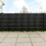 Balcony Screens 10 pcs Black 255x19 cm Poly Rattan 156319