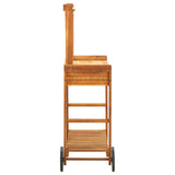 Garden Kitchen Trolley Solid Acacia Wood 92x43.5x141.5 cm 43986