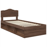 Bed Frame with Headboard Brown Oak 90 x 200 cm Solid Pine Wood 3412949