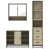 3 Piece Bathroom Furniture Set Sonoma Oak Engineered Wood 3301181