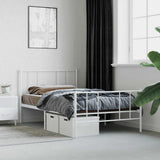 Metal Bed Frame without Mattress with Footboard White 90x200cm 352540