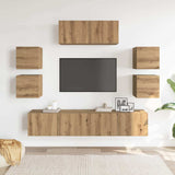 7 Piece TV Cabinet Set Wall-mounted Artisan Oak Engineered Wood 3329014