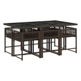 Garden Dining Set Brown Poly Rattan 6-seater Foldable 3211449
