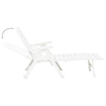 Folding Sun Lounger Plastic White 48754