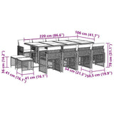 13 Piece Garden Dining Set with Cushions Black Poly Rattan 3210799