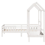 Bed and Bench Set with Roof without Mattress White 100x200 cm 3282172