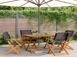 5 Piece Garden Dining Set Black Poly Rattan and Solid Wood 3281826