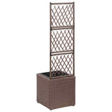 46936 Trellis Raised Bed with 1 Pot 30x30x107 cm Poly Rattan Brown
