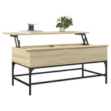 ZNTS Coffee Table Sonoma Oak 100x50x45 cm Engineered Wood and Metal 845397