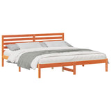 Bed Frame with Headboard Wax Brown 180 x 200 cm Solid Pine Wood 872280