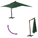 Cantilever Garden Parasol with Wooden Pole 400x300 cm Green 318428