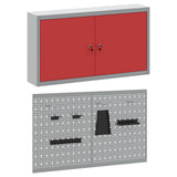 Tool Cabinet Set with Shelf 3 pcs Red Powder-Coated Steel 3321399