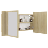 LED Bathroom Mirror Cabinet Sonoma Oak 90x12x45 cm Acrylic 804975