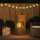 Fire Pit Brown 35 x 35 x 100 cm Weathering Steel 858931