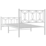 Metal Bed Frame without Mattress with Footboard White 100x200cm 376190