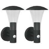 Outdoor Wall Lights with Sensors 2pcs Black Stainless Steel 4006243