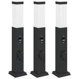 Bollard Lights with Sensor&Outlet 3 pcs 50 cm Black IP44 4006090