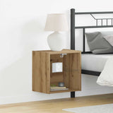 Floating Shelf with LED Light 2 pcs Brown 40 x 28.5 x 40 cm 863093