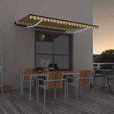 ZNTS Manual Retractable Awning with LED 400x350 cm Yellow and White 3069183