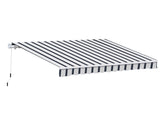 Manual Retractable Awning, 4x3 m-Blue/White T3398P310350