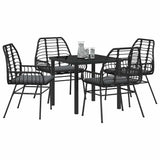 Garden Dining Set 5 pcs Black Poly Rattan 3380856