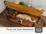 Dog Crate Furniture with Openable Top, Two Doors, for Large Dogs, Rustic Brown T3398P376377