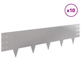 Lawn Edging 10 pcs 100 x 25 cm Steel Silver 8008614