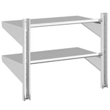 2-Tier Wall Shelf 75x40x60 cm Silver Stainless Steel 30312
