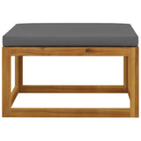 Footrest with Dark Grey Cushion Solid Wood Acacia 318557