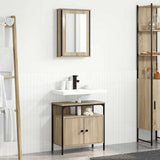 Bathroom Furniture Set with Shelf 2 pcs Brown Engineered wood 3345132