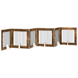 Dog Gate with Stands 6 pcs Smoked Oak 80 x 80 cm 892087