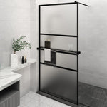 ZNTS Walk-in Shower Wall with Shelf Black 115x195 cm ESG Glass&Aluminium 3185483