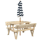 Picnic Table for 4 Kids with Umbrella Solid Wood Fir 3281618
