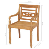 Garden Chair Set of 2 Brown Teak wood Standard Durable 43051