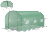 3.5 x 2m Walk-In Polytunnelhouse, with Steel Frame, PE Cover, Roll-Up Door and 6 Windows, T3398P314146