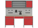 Work Cabinet 7 pcs Red and Grey Engineered Wood and Steel 3321455