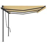 Manual Retractable Awning with Posts 6x3.5 m Yellow and White 3070278