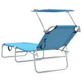 Sun Lounger Folding 2 pcs Bright Blue 58 x 188 x 77cm Polyester 42003065