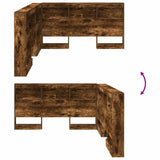 Storage Headboard with Shelf Smoked Oak 135 cm Engineered Wood 3335553