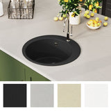 Granite Kitchen Sink Single Basin Round Black 142956